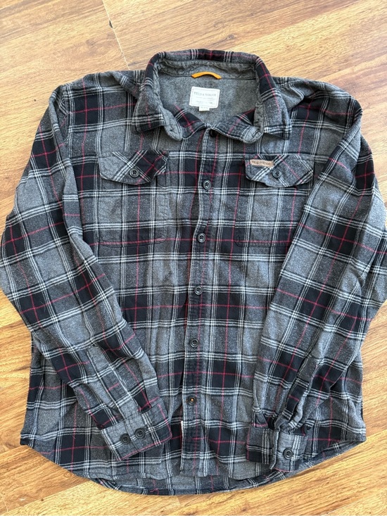 Field & Stream Other - Field & Stream Gray and Black Plaid Button-Down Shirt with Red Accents